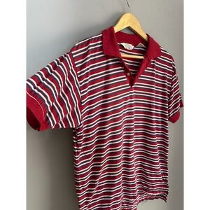 Vintage The Mens Store at Sears Size Medium Red Blue Striped Polo Shirt